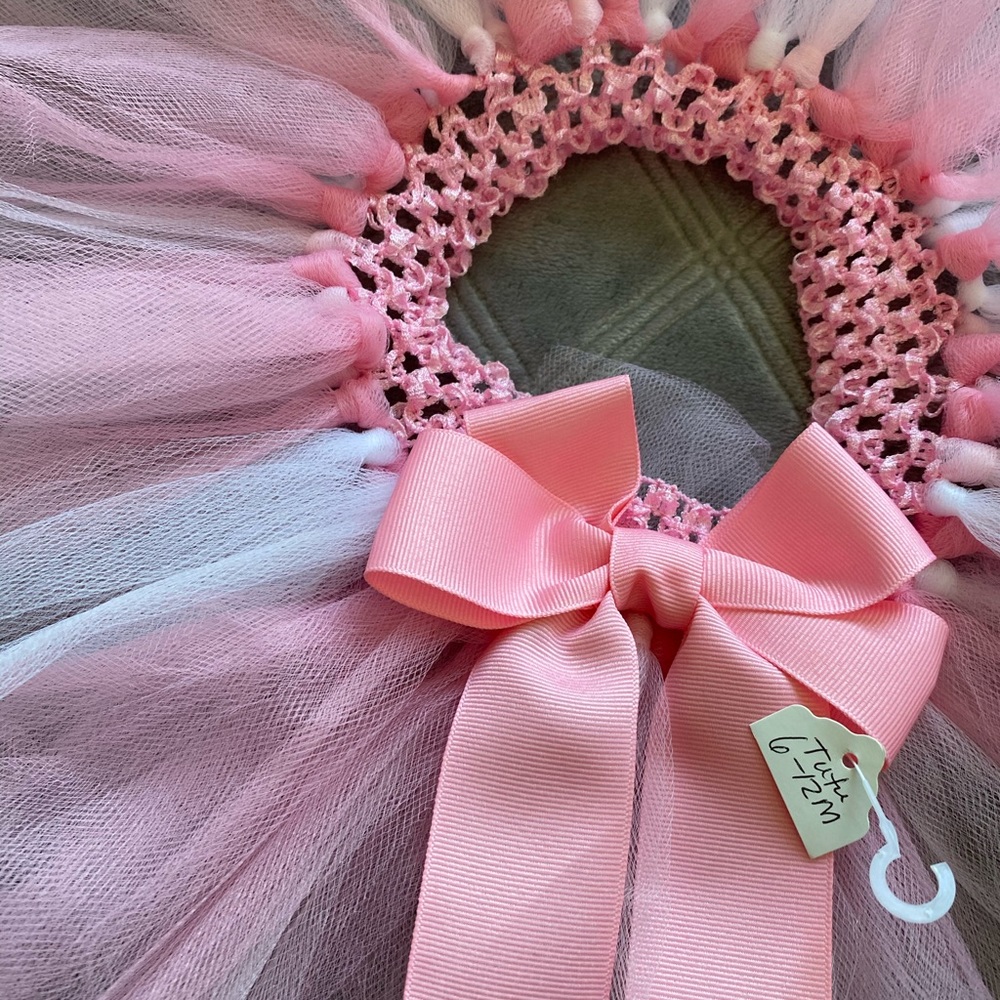 Pink and White Tutu 6-12 months matching headband - Picture 5 of 7
